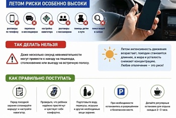 Отвлечение внимания за рулём – одна из основных причин дорожно-транспортных происшествий летом
